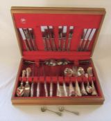 Cased Spear and Jackson canteen of cutlery Empress pattern and 2 mustard spoons (one silver)