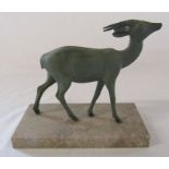 Art Deco bronze of a gazelle on a marble base L 19 cm H 17.5 cm