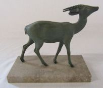 Art Deco bronze of a gazelle on a marble base L 19 cm H 17.5 cm