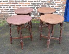 4 circular copper top bar tables & 4 bar stools