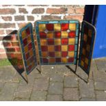 Brass and leaded glass fire screen
