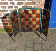 Brass and leaded glass fire screen