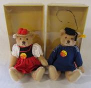 Pair of Steiff mohair bears in Black Forest costumes, L 28 , both boxed