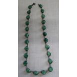 Early 20th century faux jade and silver wire necklace