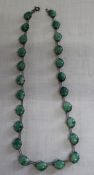 Early 20th century faux jade and silver wire necklace