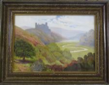 Framed and glazed oil on board landscape 'Perevil of the Peak' by E Lucas 45 cm x 35 cm (size