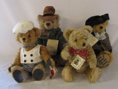 4 Hermann German teddy bears - Penydarran limited edition 26/200 H 40 cm, Lady Teddy bear 34/500 H