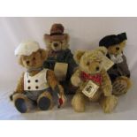 4 Hermann German teddy bears - Penydarran limited edition 26/200 H 40 cm, Lady Teddy bear 34/500 H