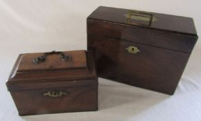 Georgian wooden tea caddy with secret compartment, signed John Denney 1755 L 23.5 cm H 16 cm & a