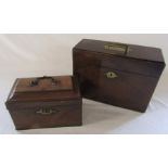 Georgian wooden tea caddy with secret compartment, signed John Denney 1755 L 23.5 cm H 16 cm & a