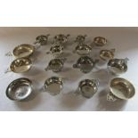 Collection of pewter and silver plated quaich bowls (longest length 24 cm smallest 13 cm)