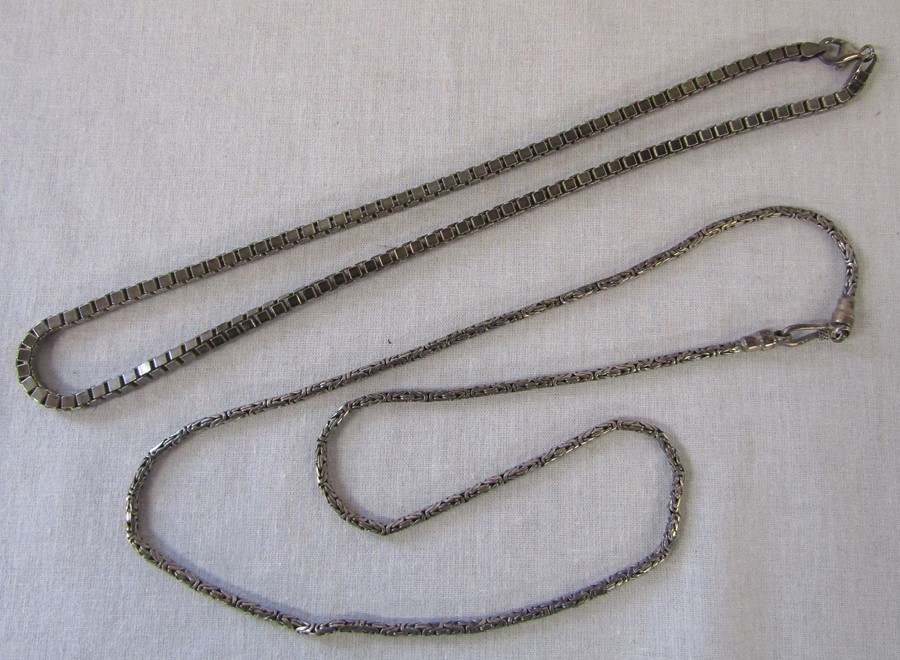 2 silver necklaces L 18" and 24", total weight 60.5 g /1.94 ozt