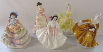 5 Royal Doulton figurines - Hannah HN 3369, Julia HN 4124 (signed to underside), Sunday Best HN