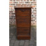 Early 20th century tambour fronted oak filing cabinet Ht 115cm W 48cm