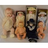 Collection of 7 dolls including 3 boxed Alberon