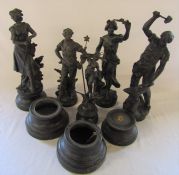 5 spelter figures (af)