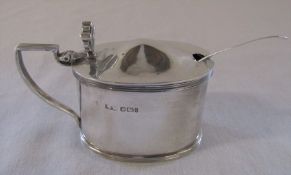 Silver mustard pot and spoon Sheffield 1901 (spoon London 1855) weight excluding glass liner 3.14