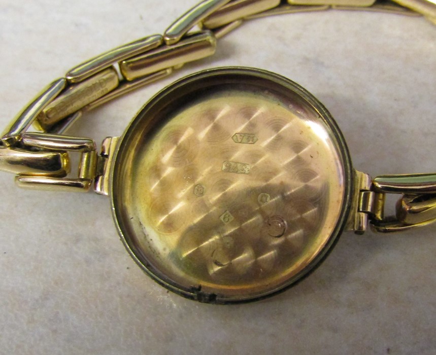 9ct gold ladies vintage watch, swiss made, hallmarked London 1929 with rolled gold elasticated - Image 3 of 5