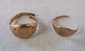 2 scrap 9ct gold rings, weight 6.8 g