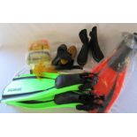 Assorted scuba diving gear inc flippers, masks, snorkels and boots