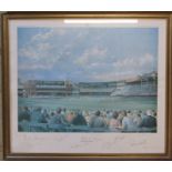 Limited edition framed print Lords Cricket Ground by Alan Fearnley, signed and numbered 120/850 by