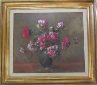 Jacques Van Den Seylbergh (1884-1960) large gilt framed still life of a vase of flowers 91 cm x 81