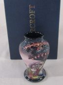 Small boxed Moorcroft vase 'Gypsy' pattern c. 1999 H 10 cm