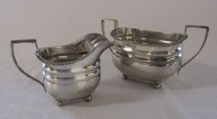 Silver sugar bowl and milk jug London 1912 weight 10.61 ozt