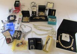 Selection of costume jewellery and watches inc Swarovski