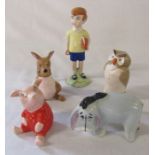 Various Beswick Walt Disney Winnie the Pooh figurines inc Christopher Robin H 12.5 cm, Piglet,