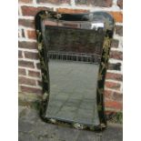 Oriental black lacquered mirror 51 cm x 81 cm