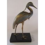 Art Deco bronze figure of a heron signed Rochard H 47 cm L 26 cm