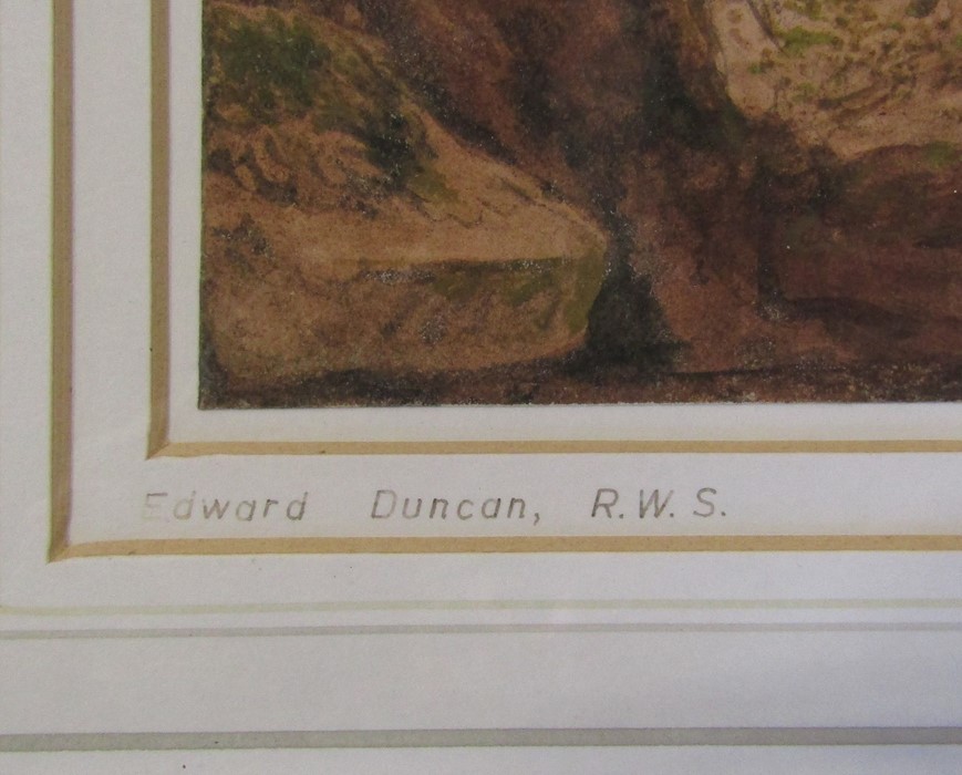 Edward Duncan RWS (1803-1882) framed watercolour mounted on card of a ship wreck scene attributed to - Image 2 of 4