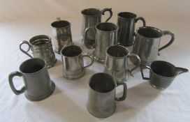 Assorted period pewter tankards (tallest H 14 cm)