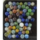 Jar of assorted sized marbles, largest size 2.5 cm