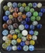 Jar of assorted sized marbles, largest size 2.5 cm