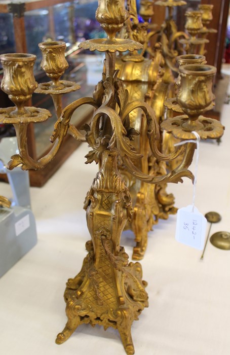 French ormolu gilt mantel clock / garniture by AD Mougin with two 5 branch candelabra, clock - Image 29 of 29