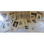 Selection of unframed prints inc Rachel Badeau, miniature painting of a dog etc