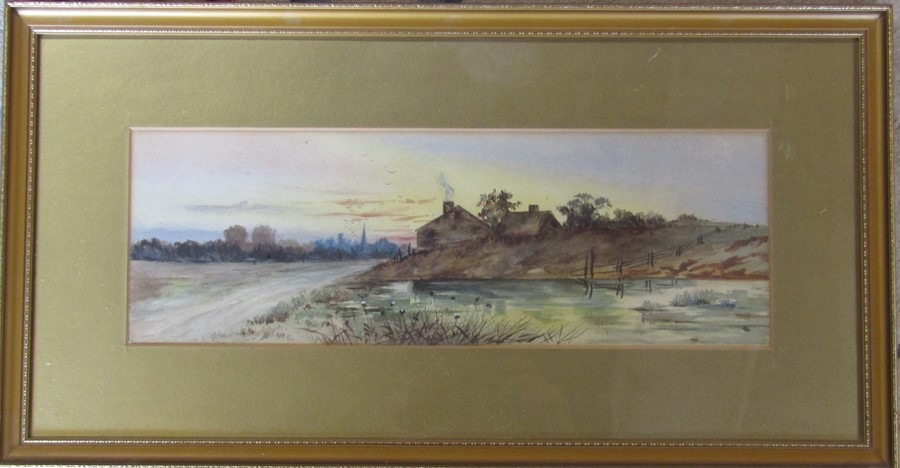 Early 20th century framed watercolour of a rural scene 58.5 cm x 30.5 cm (size including frame)