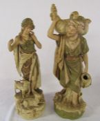 Selection of ceramics inc Royal Dux 1052 water carrier H 41 cm and 136 shepherdess H 37 cm (