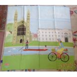 Boxed Clare Phillips / David Watson silk scarf 'Cambridge' approx 97 cm x 97 cm