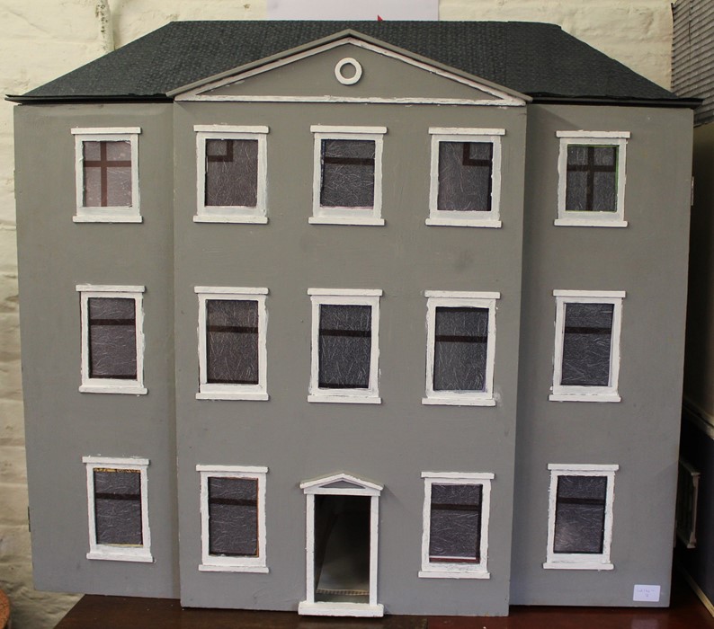 Large Palladian style grey 3 storey dolls house 92cm wide, 92cm high, 43cm deep