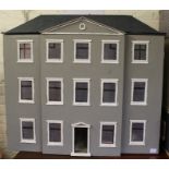 Large Palladian style grey 3 storey dolls house 92cm wide, 92cm high, 43cm deep