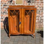 1920s double bow fronted display cabinet with 2 glass shelves W 100cm Ht 128cm