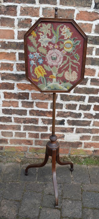 Georgian pole screen with needle point panel