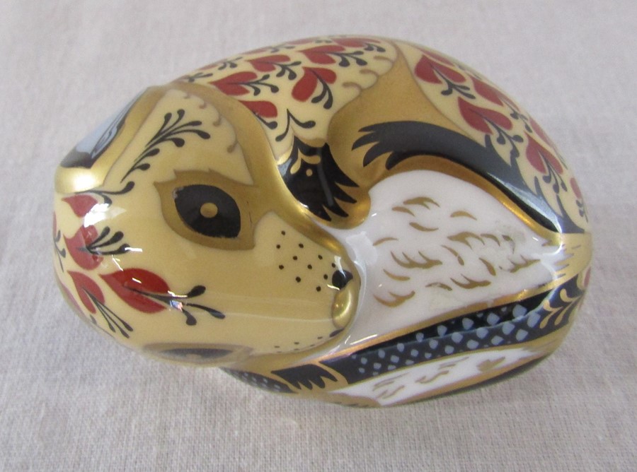 Royal Crown Derby dormouse paperweight, gold stopper L 7 cm - Image 3 of 3