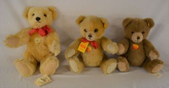 3 modern Steiff teddy bears, Classic Teddybar, Brummbar & Petsey