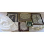 Various vintage lace, fan and a christening gown