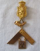 Early 20th century 18ct gold Masonic medal awarded to Frederick Morris Hartung and Carl Hartung, (