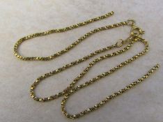 9ct gold box necklace (broken) L 35 cm weight 4.3 g